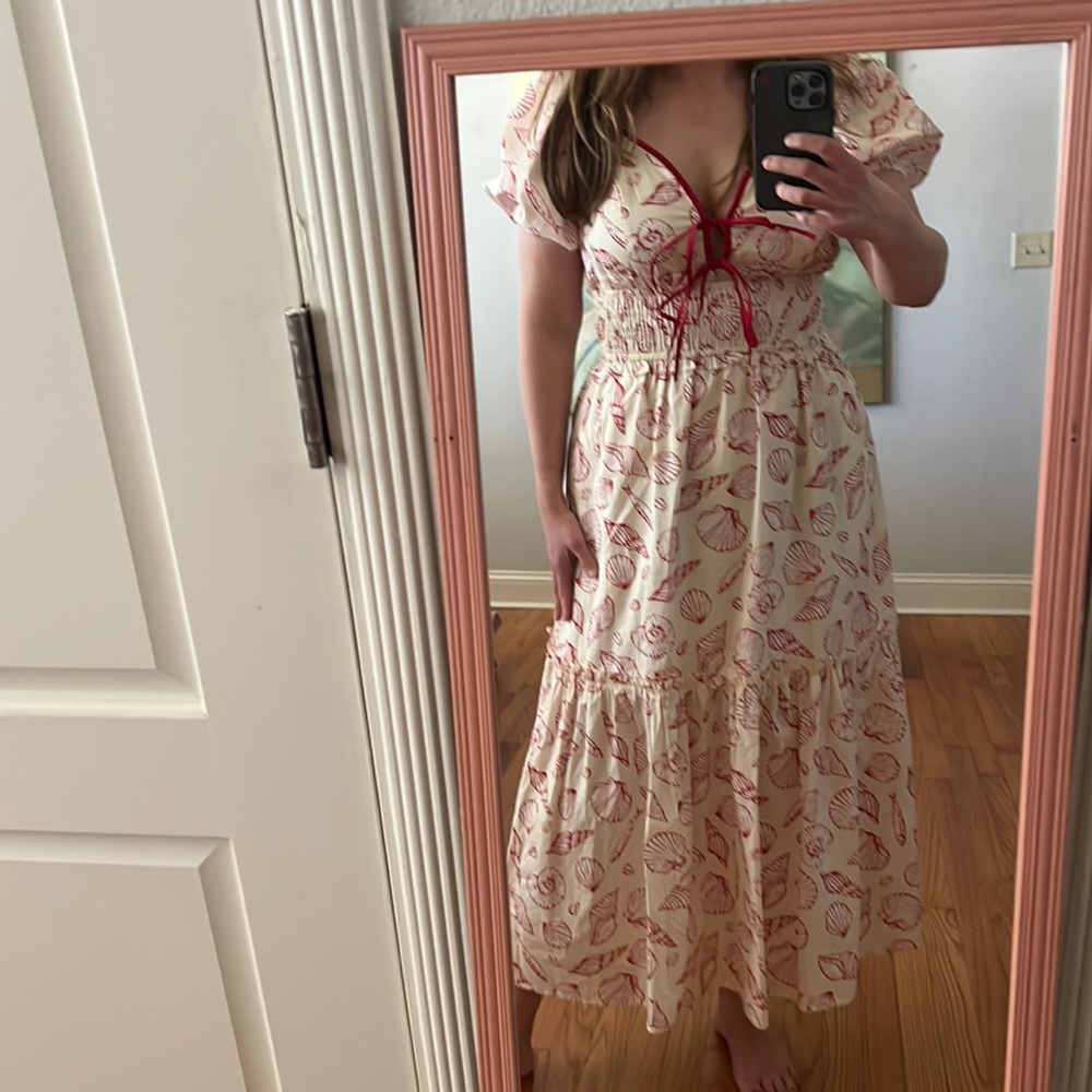 Sofie the label seashell print midi meet me at the beach dress medium
